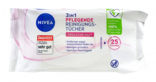 Nivea Visage Pflegende Reinigungstücher 3in1 trockene Haut, 25 er