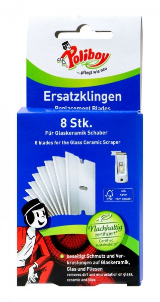 Poliboy Ersatzklingen für Schaber, 8 Stück