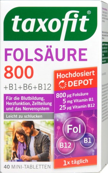 Taxofit Folsäure und Vitamin B1, B6, B12, 40 er