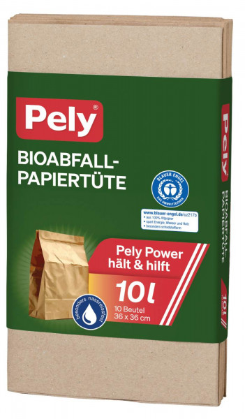 Pely Bio-Papiertüten "Blauer Engel" 10 Liter, 10 er