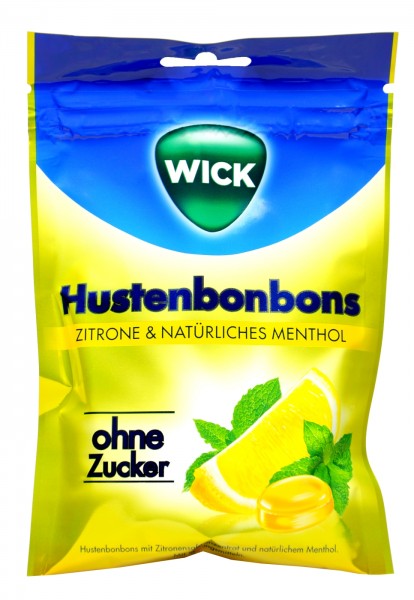 Wick Zitrone Halsbonbons Zuckerfrei, 72 g