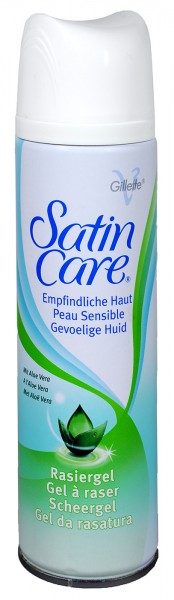Gillette Women Satin Care Rasiergel Empfindliche Haut, 200 ml