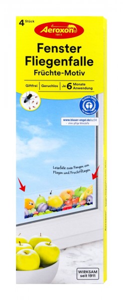 Aeroxon Fenster Fliegenfalle Früchte-Motiv, 4 er