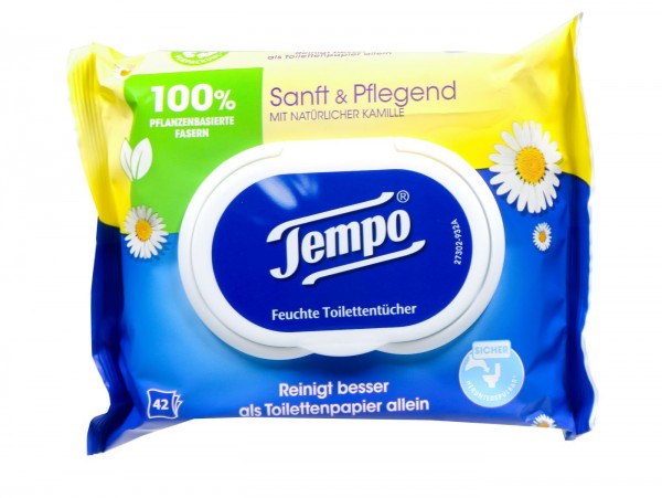 Tempo Feuchte Toilettentücher Sanft + Pflegend, 42 er