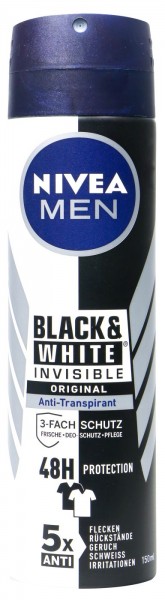 Nivea Men Deo Spray Invisible for Black and White, 150 ml
