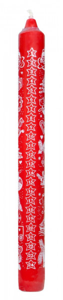 Adventskalenderkerze Weihnachten Siebdruck, rot 30 x H 250 mm, 1 St.