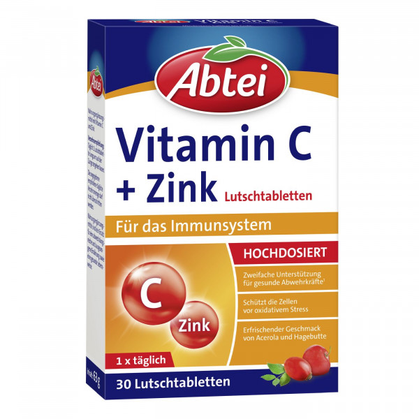 Abtei Vitamin C + Zink Lutschtabletten, 30 er