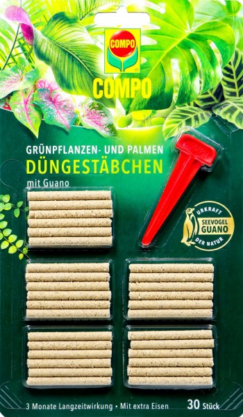 Compo Düngestäbchen Guano Grünpflanzen & Palmen, 30 er