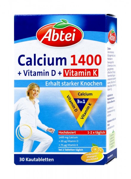 Abtei Calcium 1400+D3+K, 30 er