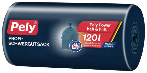 Pely Profi-Schwergutsäcke mit Verschlußband blau 120 Liter, 18 er