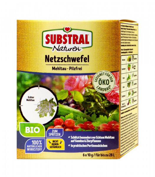 Substral Naturen Bio Netzschwefel Mehltau-Pilzfrei, 6 x 10 g