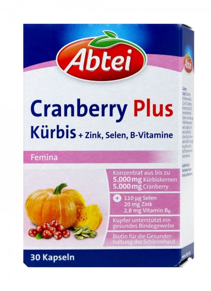 Abtei Cranberry Kürbis Plus Zink+Selen+B-Vitamine, 30 er
