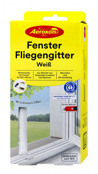 Aeroxon Fenster Fliegengitter weiß 130cm x 150cm, 1 er
