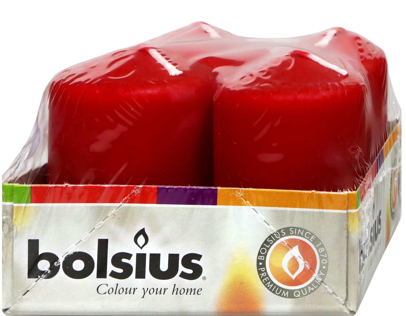 BOLSIUS Rustikale Stumpenkerze Samt Rot – 13 X 7 Cm, Aus Pflanzlichem Wachs, Langanhaltend