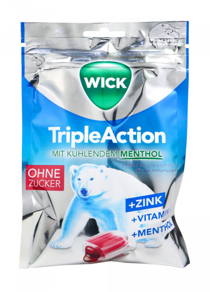 Wick Triple Action mit kühlendem Menthol Beutel ohne Zucker, 72 g
